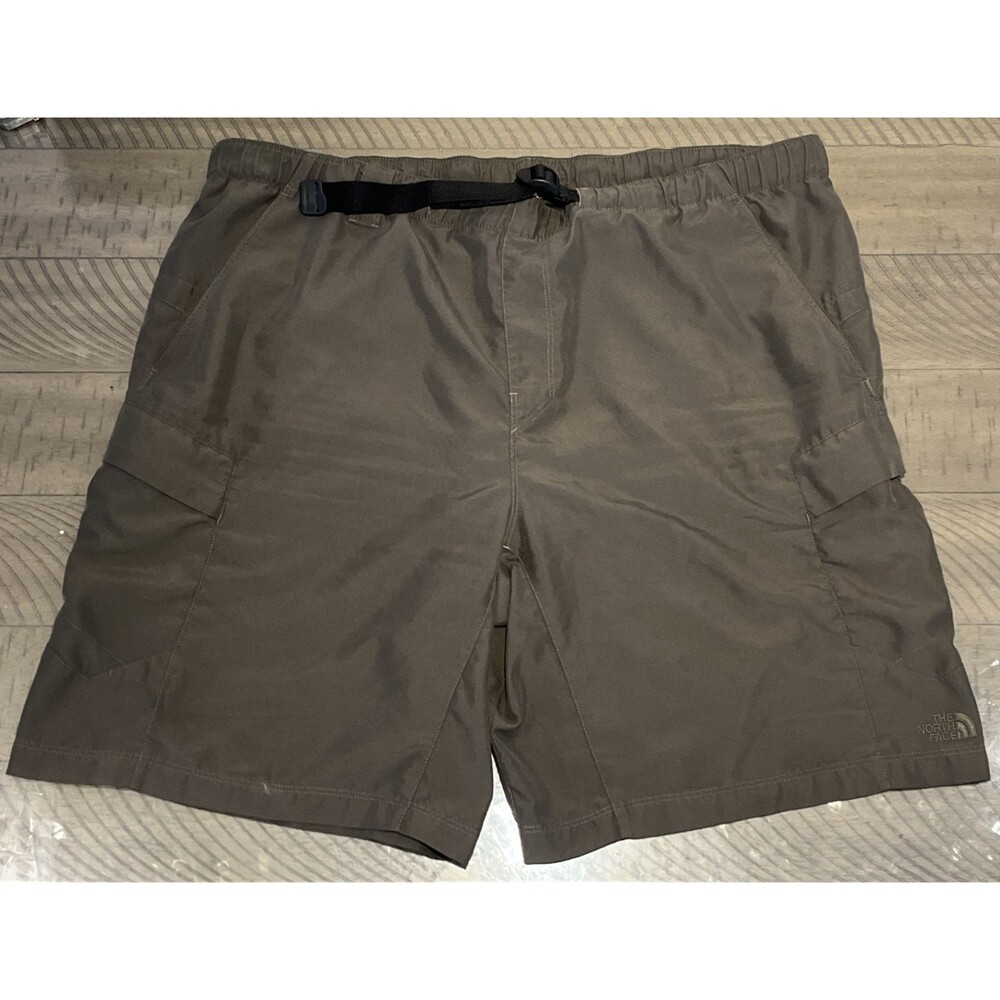 The North Face Shorts Mens 40 green grey Nylon Cargo Belted Hiking Outdoors